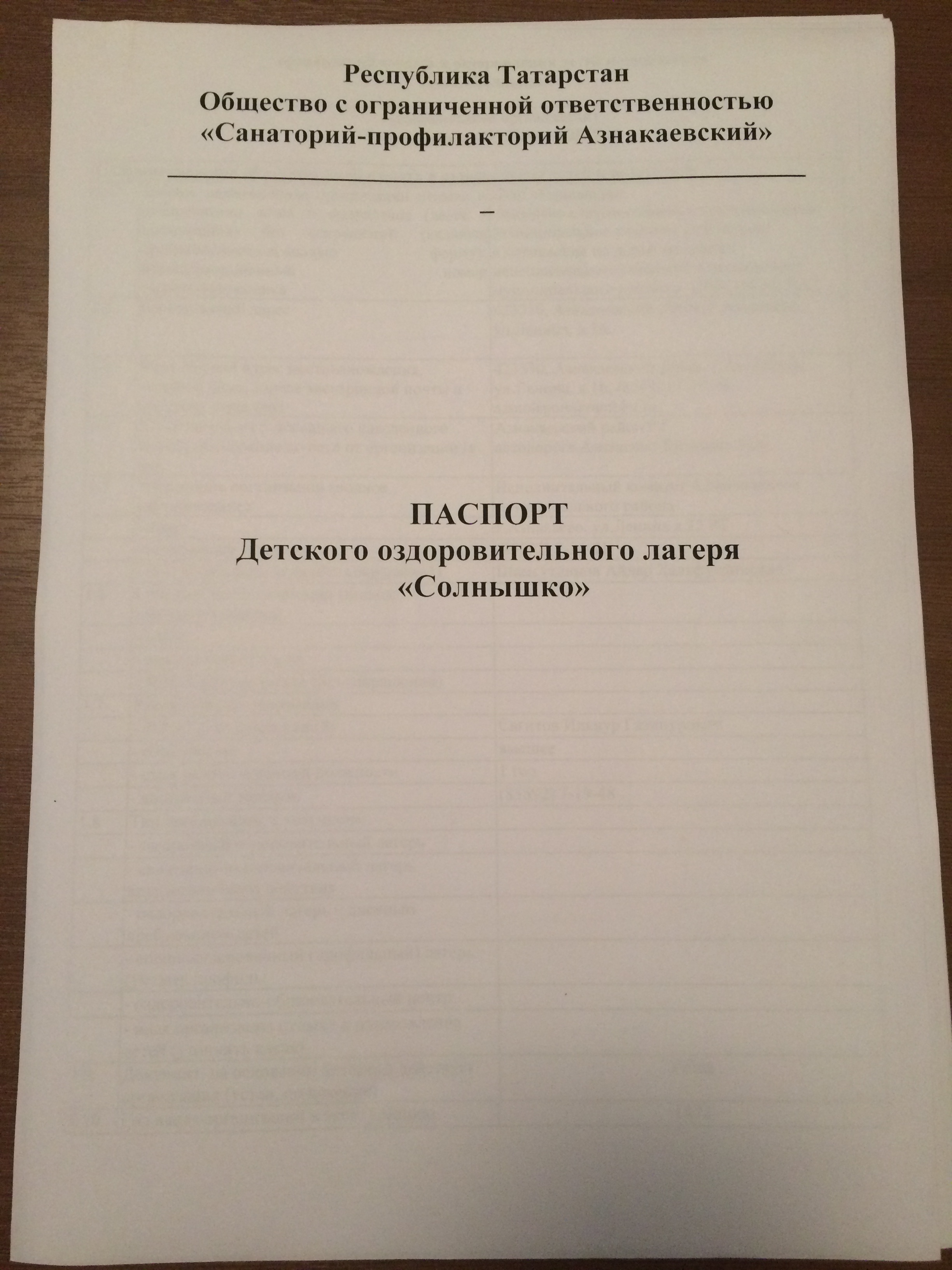 31.07.2017 Паспорт Детского оздоровительного лагеря 